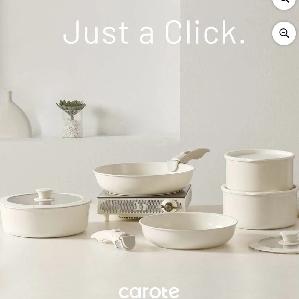 CAROTE 13-Piece  Ceramic White Nonstick Pots and Pans Cookware Set‎